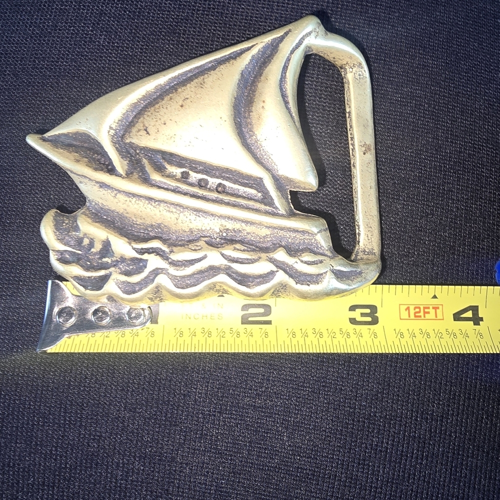 Solid Brass, Sailing Ship, Sailor Trinity, Belt B… - image 3